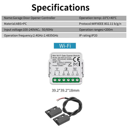 Tuya Smart Garage Door Switch Module Wifi 100-240V Gate Opener Controller for Alexa Google Home Assistant Yandex Voice Control