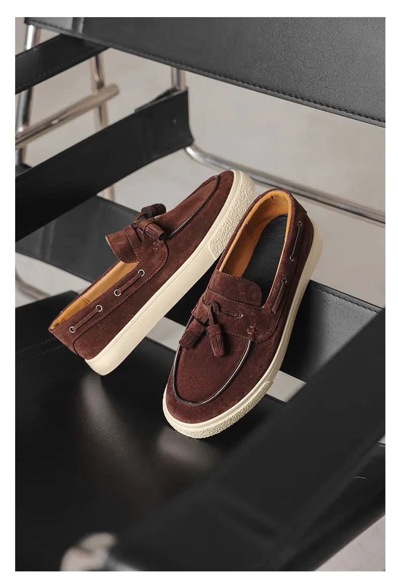2025 Men Flat Loafers Frosted Suede Flat Shoes Comfortable Non Slip Trendy Fashion Loafers Lightweight Outdoor Casual Shoes