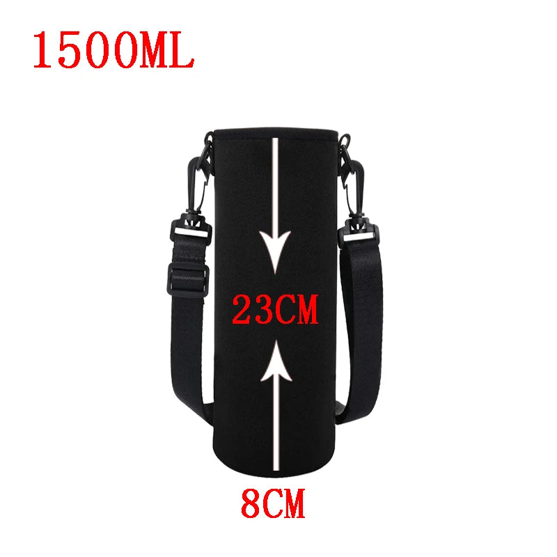 750ML/1000ML/1500ML Portable Water Bottle Insulated Neoprene Holder Pouch Bag Travel Thermos Cup Cover With Adjustable Strap