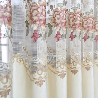 Luxury European Style Velvet Embroidery Curtains for Living Room Bedroom Embroidery Flowers Semi Hollow Blackout Curtain 1 Panel