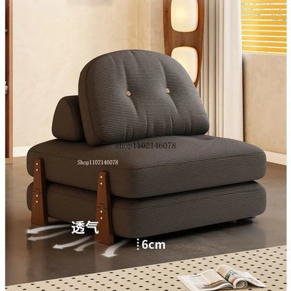 Canapé-lit convertible Nordic Home Lazy Sofa pour petits appartements, canapé en tissu, canapé-lit modulable crème, style tatami.