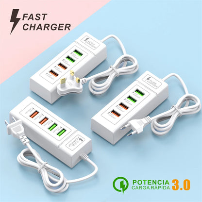 4Ports USB Fast Charger Station USB Multi Splitter Adapter USB C Expander Portable Travel Charger For iPhone Xiaomi Mobile Phone