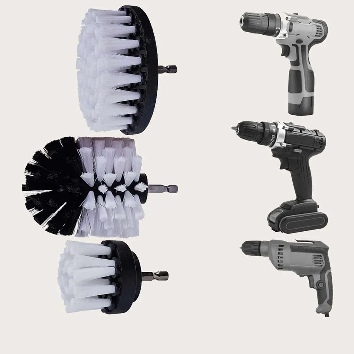 3Pcs/Set Electric Scrubber Brush Drill Brush Kit Plastic Round Cleaning Brush for Carpet Glass Car Tires Nylon Brushes