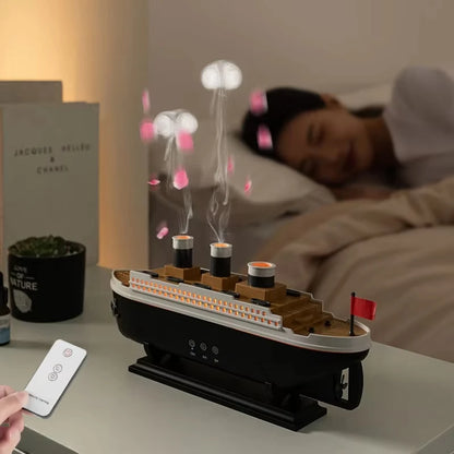 Titanic Ship Model Air Humidifier Home 250ml Remote Control Essential Oil Jellyfish Smoke Ring Spray Aroma Diffuser Humidifiers
