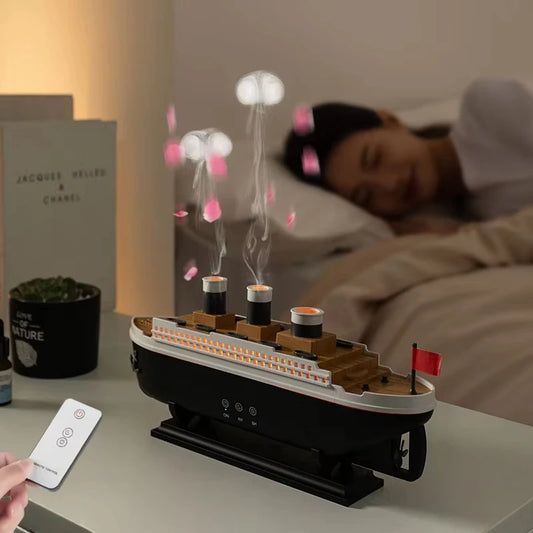Titanic Ship Model Air Humidifier Home 250ml Remote Control Essential Oil Jellyfish Smoke Ring Spray Aroma Diffuser Humidifiers by PDG ibma