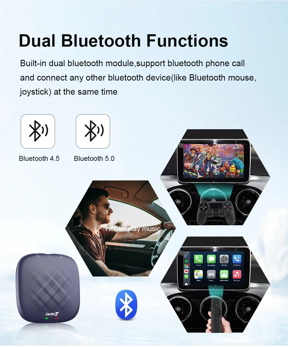 CarlinKit CarPlay Ai Box Android 13 Plus QCM6125 8-core Wireless Android Auto& CarPlay Car USB Adapter FOTA Upgrade For Netflix