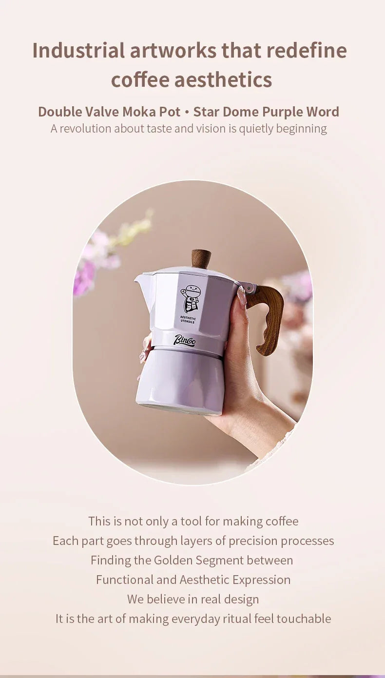 Double Valve Moka Pot Coffee Mocha Pot Set Espresso Moka Pot Electric Stove Heated Brewed Coffee Pot Italian Barista Tools 220v