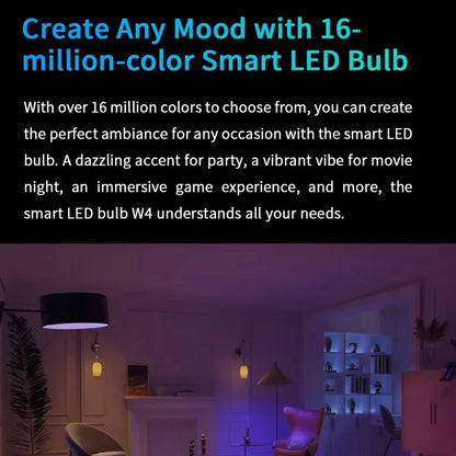 Yeelight Smart LED Bulb W4 Lite E27 BLE+WIFI 800lm 8W 2700-6500K Remote control Smart home Works on Homekit, Google, Alexa