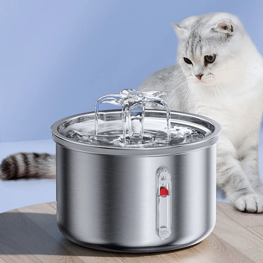 Stainless Steel Pet Water Feeder Cat Automatic Water Fountain USB Electric Mute for Cat Dog Filter Fountain Smart Drinking Bowl by PDG ibma