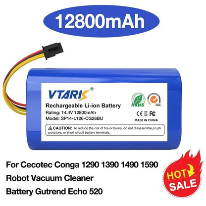 4S1P,18650 14.4V 6800mAh Li-lon battery for Cecotec Conga 1290 1390 1490 1590 vacuum cleaner Genio deluxe 370 gutrend echo 520