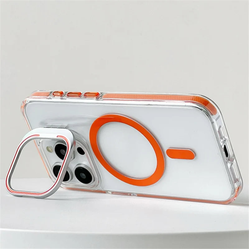 Flip Camera Lens Holder For Magnetic Magsafe Case For iPhone 17Pro 16 16Pro 17 17Pro max Transparent Protective Phone Cover