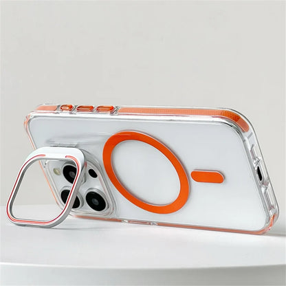 Flip Camera Lens Holder For Magnetic Magsafe Case For iPhone 17Pro 16 16Pro 17 17Pro max Transparent Protective Phone Cover