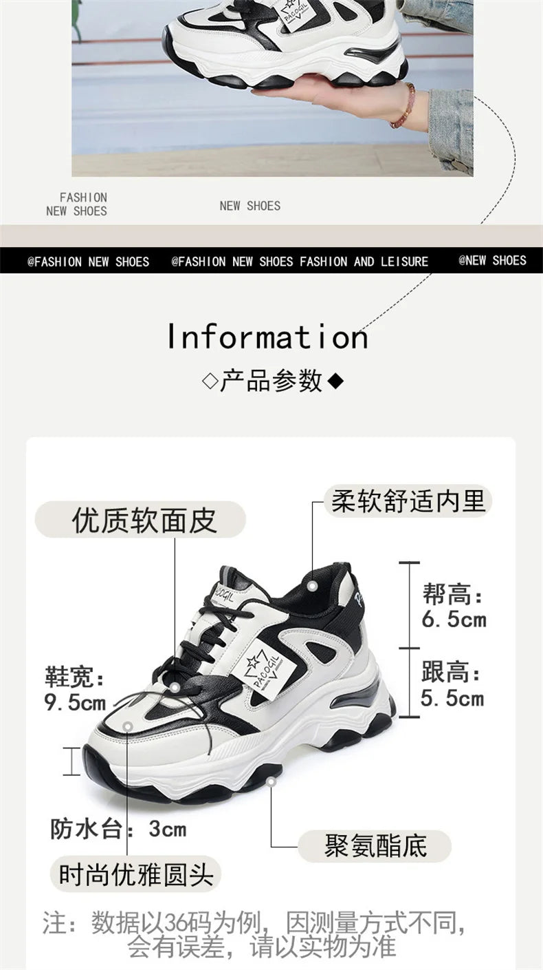 Spring Height Increasing Round toe Versatile Women Platform Causal Shoes Fashion Breathable Sport Designer Sneaker