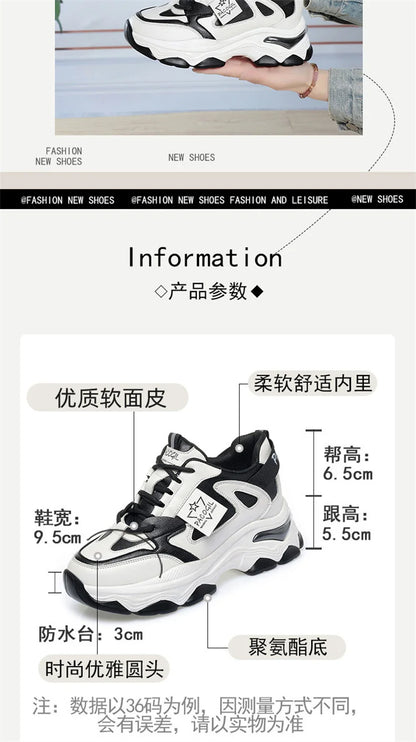 Spring Height Increasing Round toe Versatile Women Platform Causal Shoes Fashion Breathable Sport Designer Sneaker