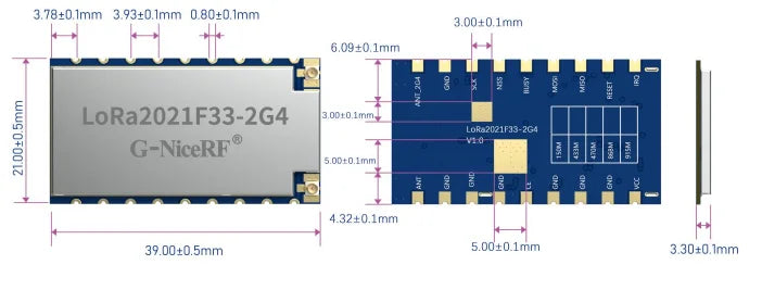 G-NiceRF | 2PCS LoRa2021F33-2G4 2W High Power LoRa Module FLRC up to 2.6Mbps, Sub-GHz Sensitivity up to -144dBm LR2021 Chipset
