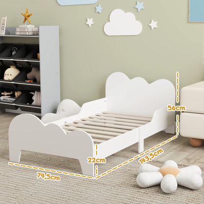 Aiyaplay Bed for Children +3 Years Old 140X70 cm Children's Bed Frame Cloud Theme with Guardrail for Bedroom White