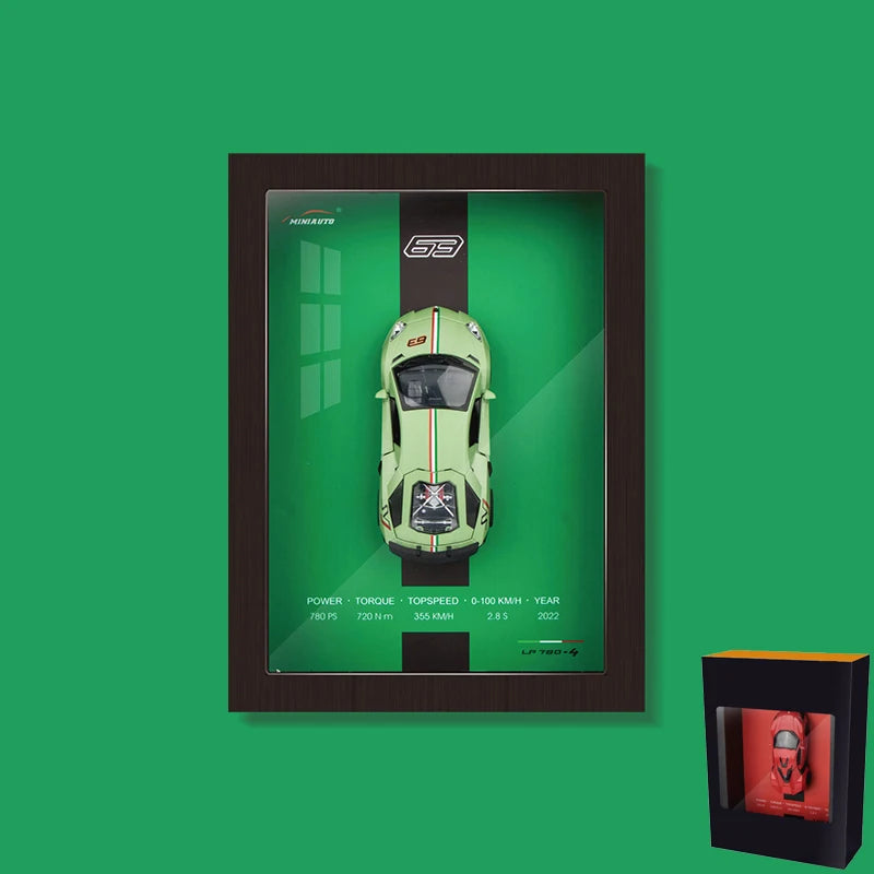 1:32 3D Photo Frame Wall Hanging Paintings Alloy Metal Diecast Model Car Home Trend Toy Decorations Display Valentine's Day Gift