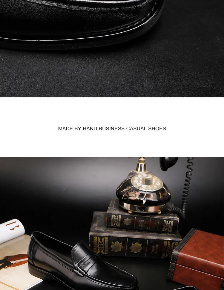 Vintage Top Layer Genuine Leather Slip on Loafers Breathable Moccasins Driving Design Casual Cowhide Shoes for Men