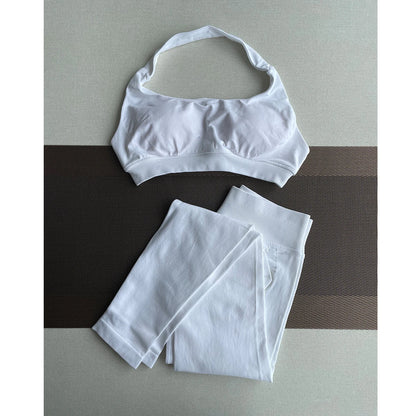 2 Pieces Yoga Gym Set Women Seamless Strappy Yoga Bra High Waist Workout Scrunch Shorts Sports Set Fitness Clothes Sportswear