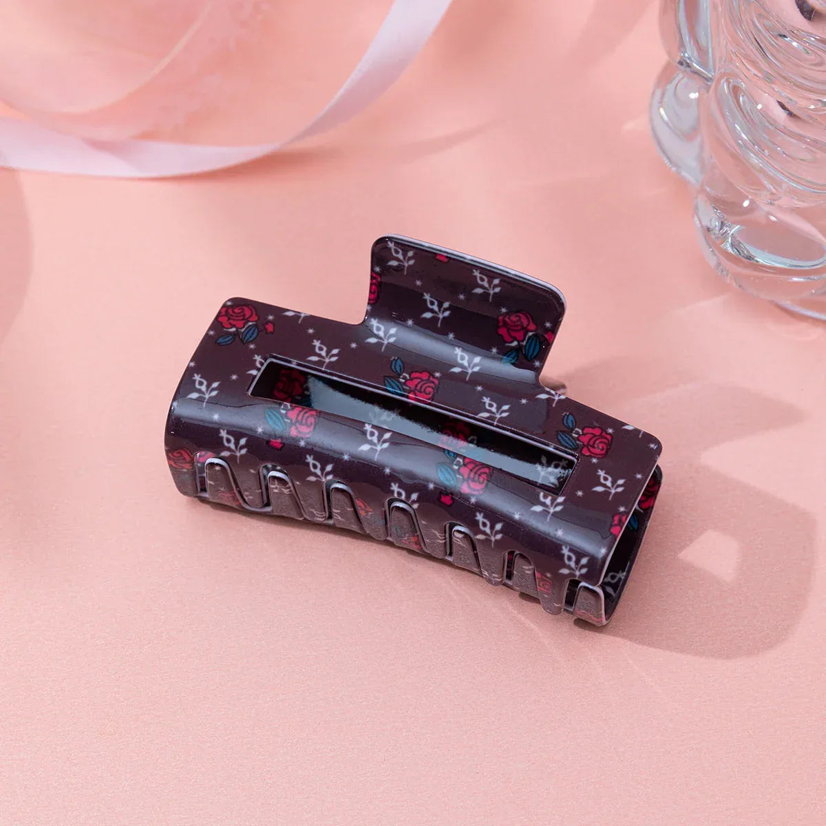 Valentine's Day Romantic Pink And Red Heart Grab Plastic Clip Large Square Hair Claw Back Updo Shark Clip Gifts For Grilfriend