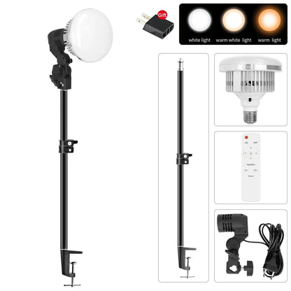 85W LED Photographic Lighting Bulbs E27 Base Lamp With Remote Control Dimmable Daylight Bulb For Photo Studio Softbox
