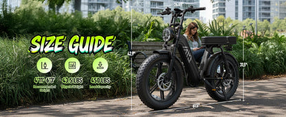 TST R00C 1500W Electric Bike, 48V 15Ah, 28 MPH, 50-60 Miles Range, 20" Fat Tires, Rear Seat
