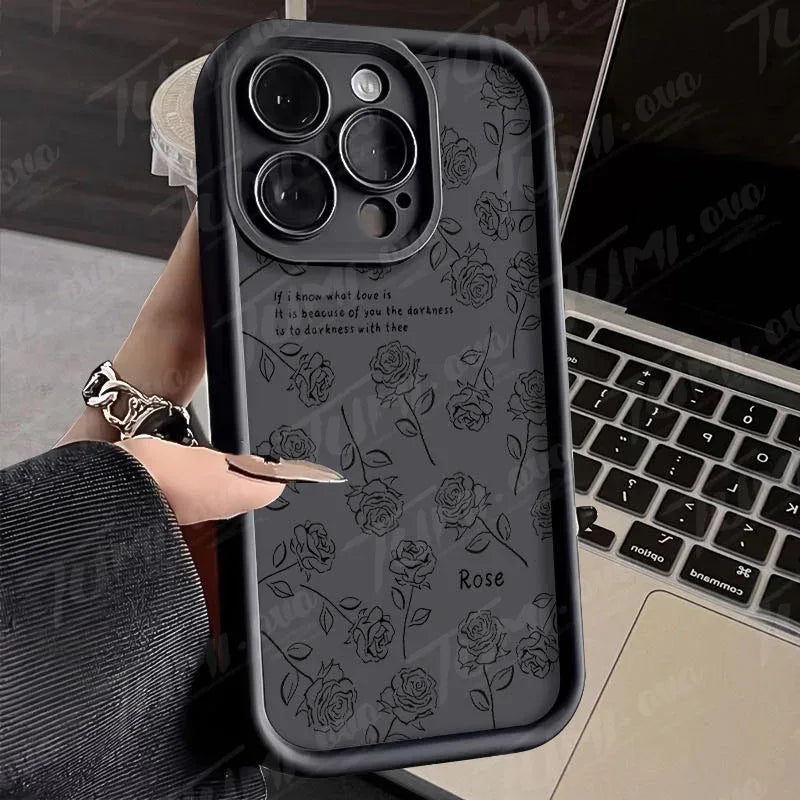 Rose Flower Bowknot Silicone Phone Case for Xiaomi Redmi Note 13 12 11 Pro Plus 12S 11S 10S 10 9 9S 8 12C 13C Matte Back Cover