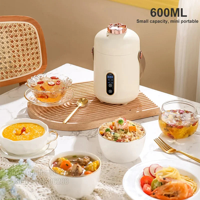 New Mini Rice Cooker Small 600ML Electric Cooker Multifunctional Electric Cooking Pot 12H Reservation Mini Hot Pot For Dormitory