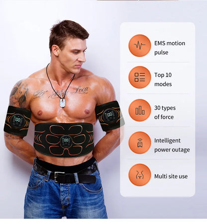 Abdominal Toning Belt EMS Muscle Stimulator Abs Trainer Muscle Toner USB Charge Body Shaping Lose Weight Fat Burn Fitness Unisex