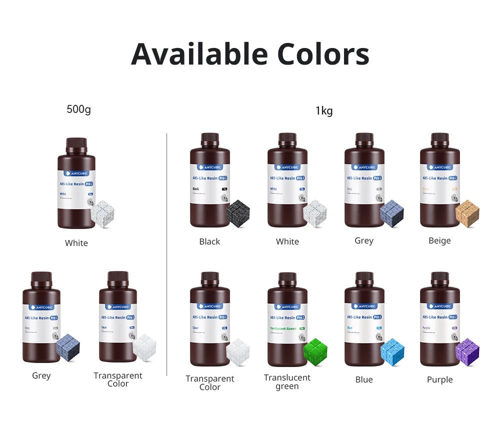 Newest Anycubic 20kg ABS-Like+ Resin Pro 2 Rapid UV Curing 405nm Standard Photopolymer Resin ABS 3D Resin High Precision for LCD