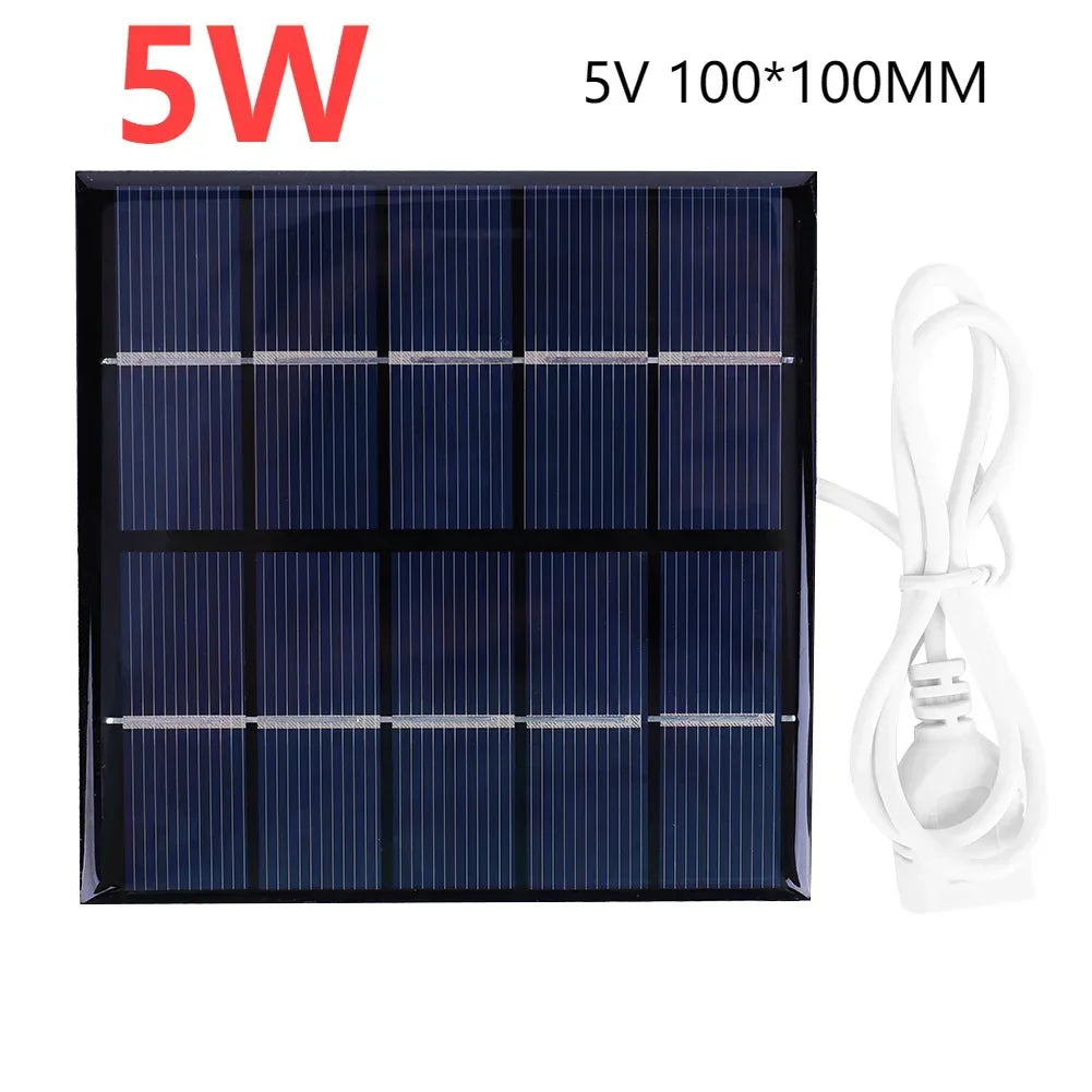3/5W Battery Charger Solar Panel USB Output Polycrystalline Solar Panel Mobile Power Supply Lightweight for Charger 3.7V Battery