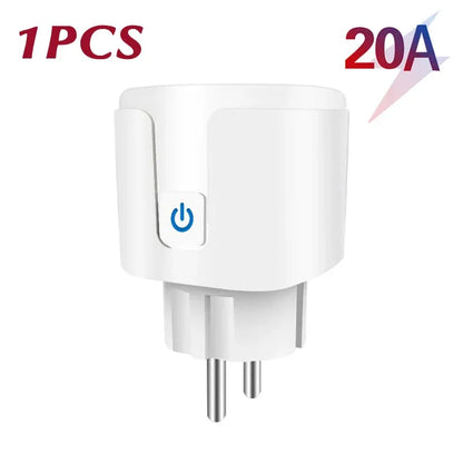 20A EU Smart Socket WiFi Smart Plug Power Monitoring Timing Function Voice Control Works With Tuya APP Alexa Google Home