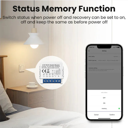 AVATTO WiFi Smart Light Switch Module，1/2/3/4 Gang DIY Breaker Neutral Wire Control Works With Tuya Alexa, Google Home