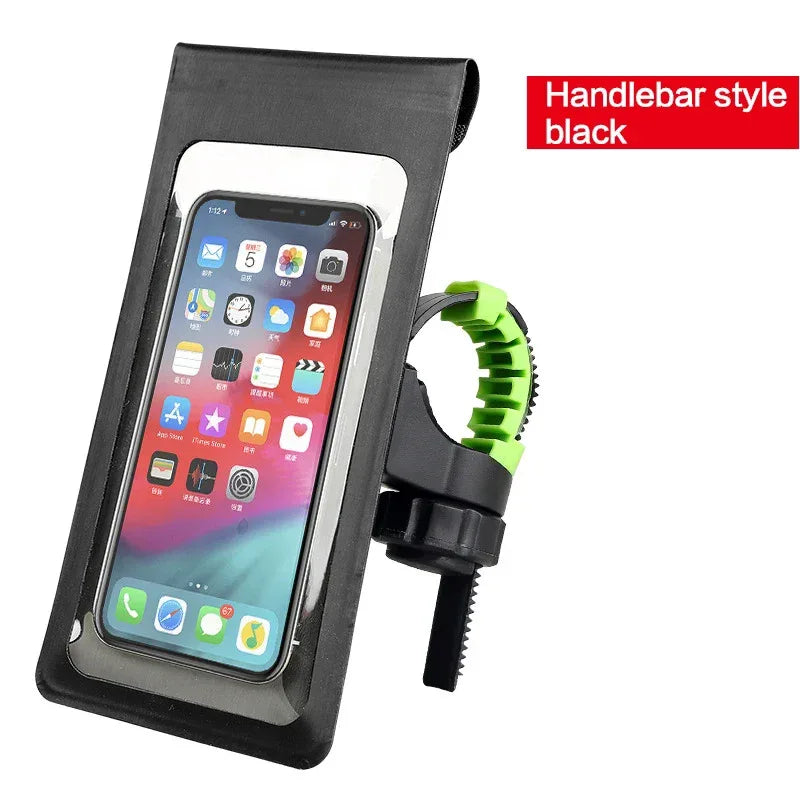 Bike Holder Waterproof Pouch Bag Bicycle Phone Case TPU Touchscreen with Rain Cover Handlebar Mirror Motorcycle Stand Mount