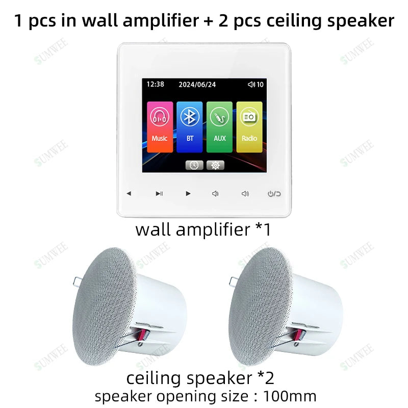 Home Audio System 86 Type Bluetooths Wall Amplifier Hotel AUX TF Sound Background Music Control Panel Optional Ceiling Speakers