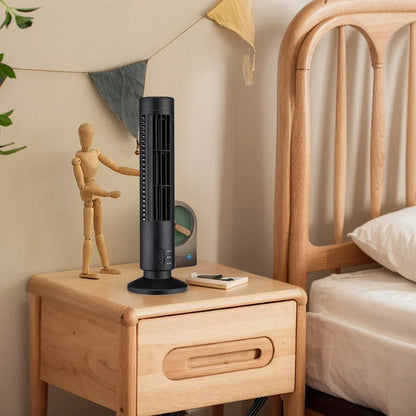 Bladeless Desktop Tower Fan Portable Electric Fan Air Cooler 2 Wind Speed Cooling Air Conditioner Standing Fan for Home Office