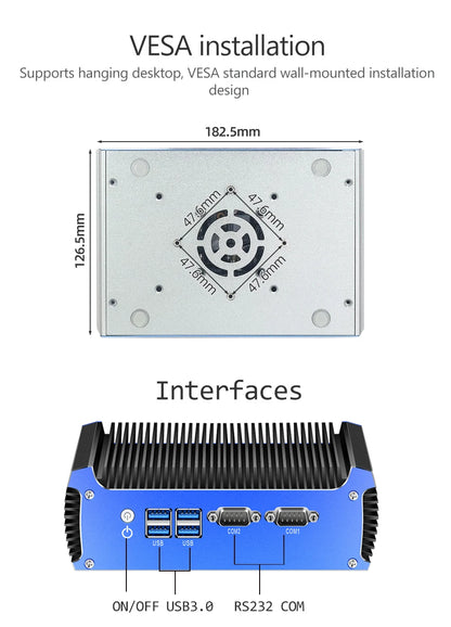 Fanless Industrial Mini PC Dual LAN 2*COM RS232 Core i5 5200U i3 5005U Celeron 2955U DDR3L WIFI Support Linux Ubuntu Computer