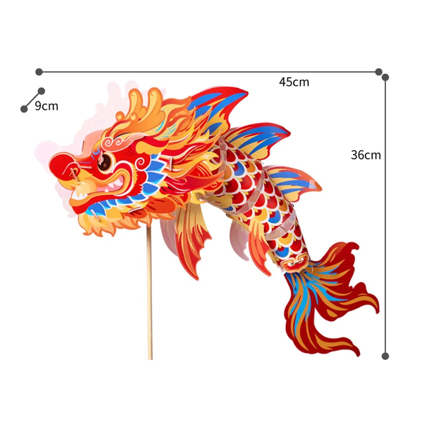1 Set Goldfish Paper Lantern with Pole DIY Handmade Lantern Chinese New Year Mid-Autumn Festival Fish Night Light Material Bag