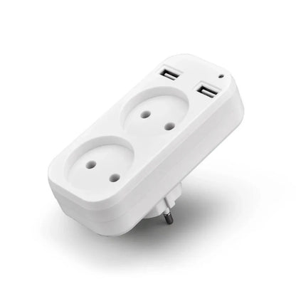 2025 New Upgrade European Plug Socket EU Plug Adapter With 2 USB Outlet Charger Multi Function Travel Charger For Phones Tablets
