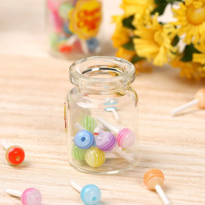 1/12 Scale Doll House DIY Accessories Kitchen Toys Candy Box Lollipops With Jar Dollhouse Miniature Food Simulation Sugar