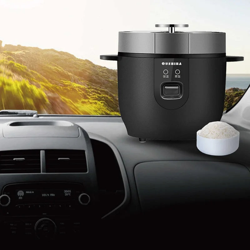 24V Car Electric Cooking Pot Non-stick Rice Cooker Portable Food Heater Multi-function Pot Truck Auto Keep Warm Pot 1.5L