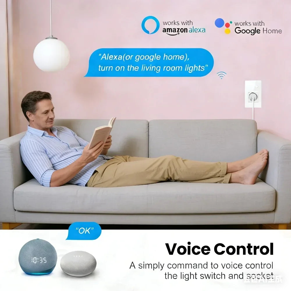 Melery WIFI Smart Tuya USB Type C PD 20W Wall Socket UK Plug Outlet Power Monitor Touch Switch Wireless Remote Alexa Google Home