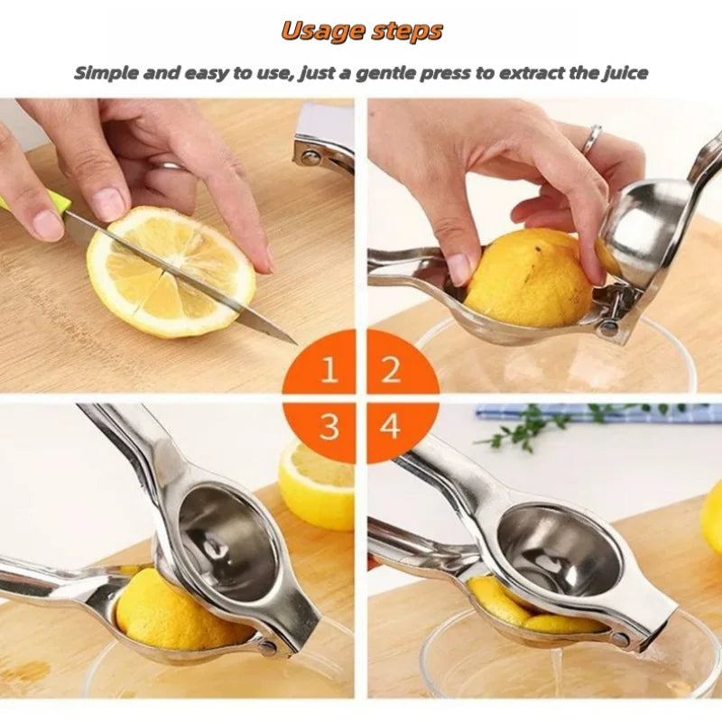 Stainless steel lemon squeezer, manual high-efficiency juicer, and compatible with a variety of fruits
