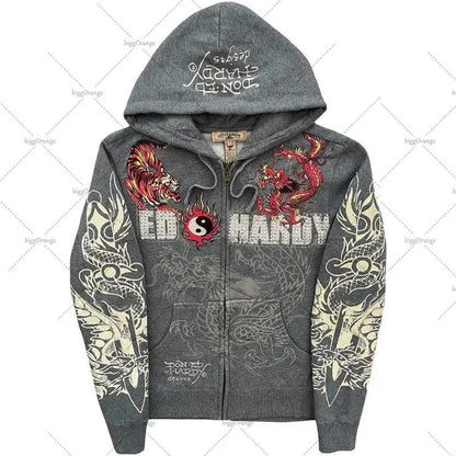 American Gothic Ro Skull Bones Oversized Hoodie Y2K Hip Hop Sle Streetwear No Brand Svel Other Material 00%