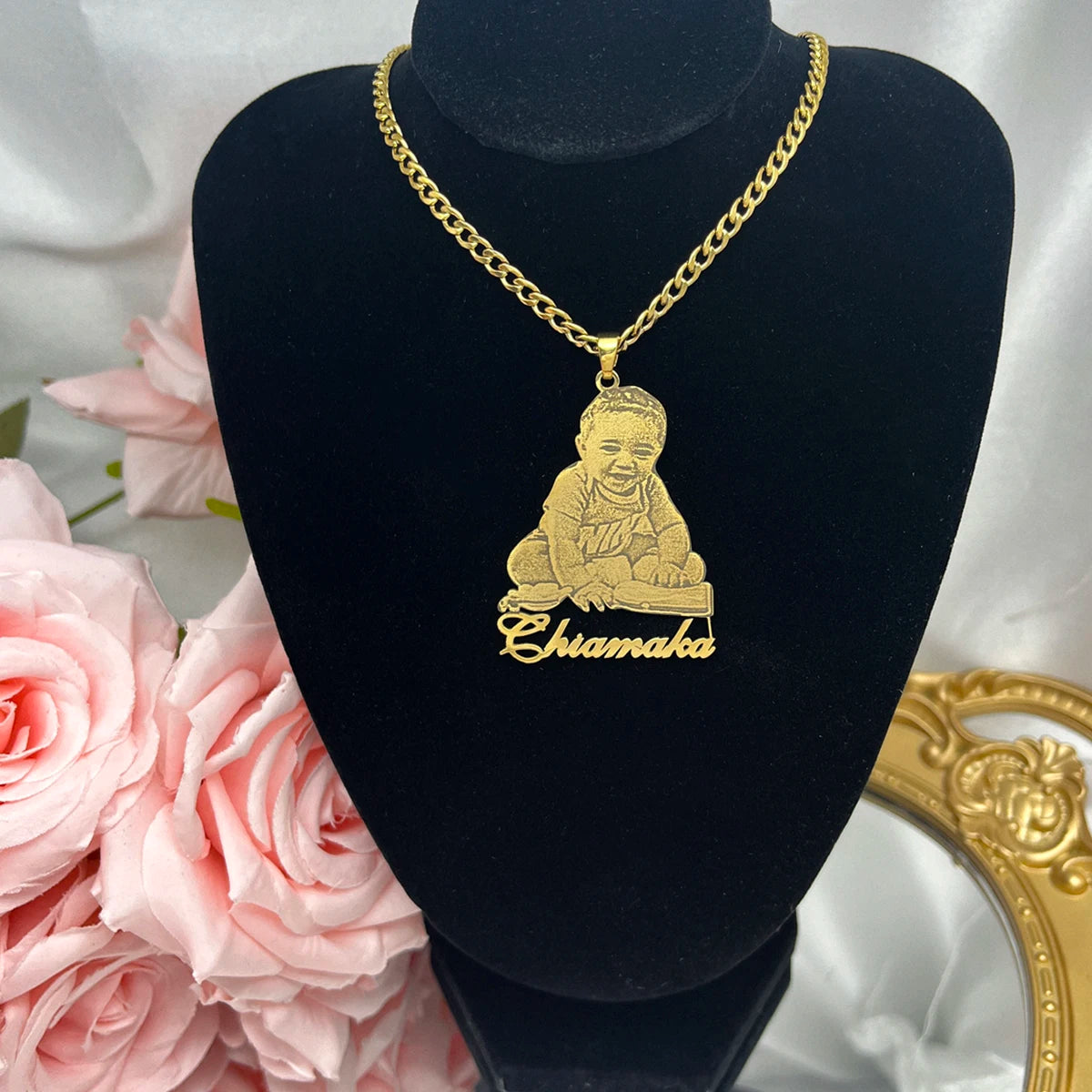Wholesale Custom Photo Necklace Custom Stainless Steel Engrave Pet Dog Cat Name Memory Frosted Photo Necklace Jewelry For Woman