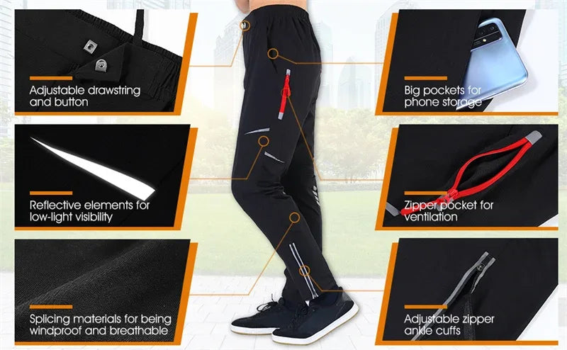 WEST BIKING Cycling Pants Spring Summer Outdoor Sports Pants Breathable Comfortable Cycling Running Trousers Men Bicycle Pants