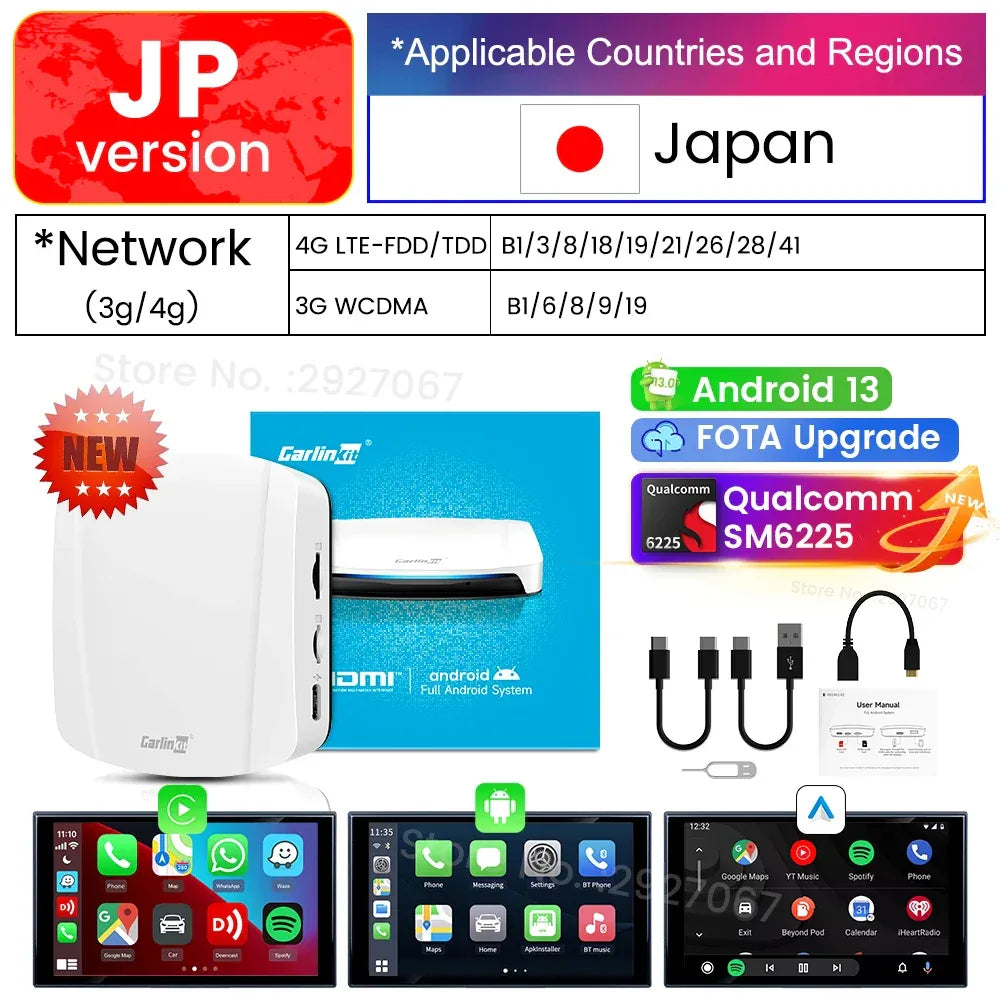 HDMI CarlinKit Android 13 CarPlay Ai Box SDM660 6225 Wireless CarPlay Android Auto Video TV Streaming Box for OEM Car 8G+128G