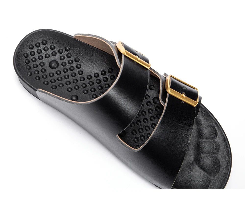 New Summer Beach Soft base massage Slippers Casual Double Buckle Non-slip Clogs Slides Women Men Slip on Flip Flop Shoe