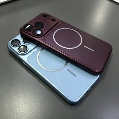 Original Metal Color Magnetic Charge Case For iPhone 18 17 Air 16 15 14 13 Pro Max For Magsafe Large Window Plating Rugged Cover