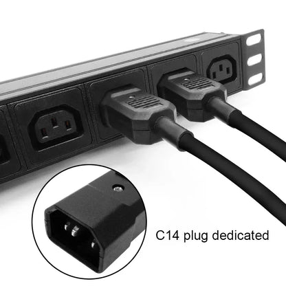 19 inches PDU SPD ammeter overload protection air switch Short circuit switch module power strip  IEC-320 C13 output C14 PLUG